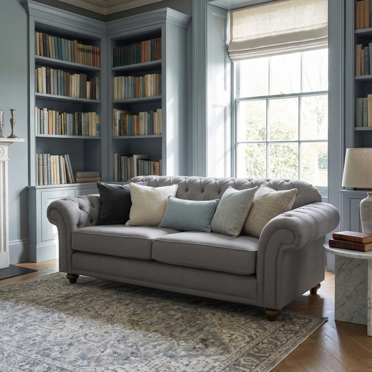 Chesterfield 2 Seat Sofa in Smoke Grey image 0