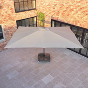 Volos 3m x 4m Aluminium Cantilever Parasol with LED Lighting and 120kg Granite Base in Wheat image 1