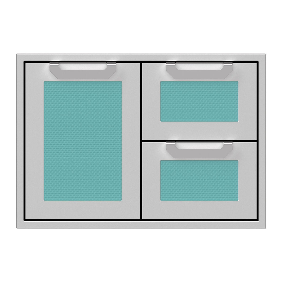 Hestan 30-Inch Double Drawer and Storage Door Combination w/ Recessed Marquise Accent Panel in Turquoise - AGSDR30-TQ image 0