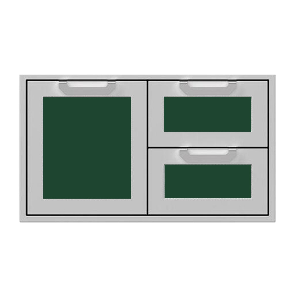 Hestan 36-Inch Double Drawer and Storage Door Combination w/ Recessed Marquise Accent Panel in Green - AGSDR36-GR image 0