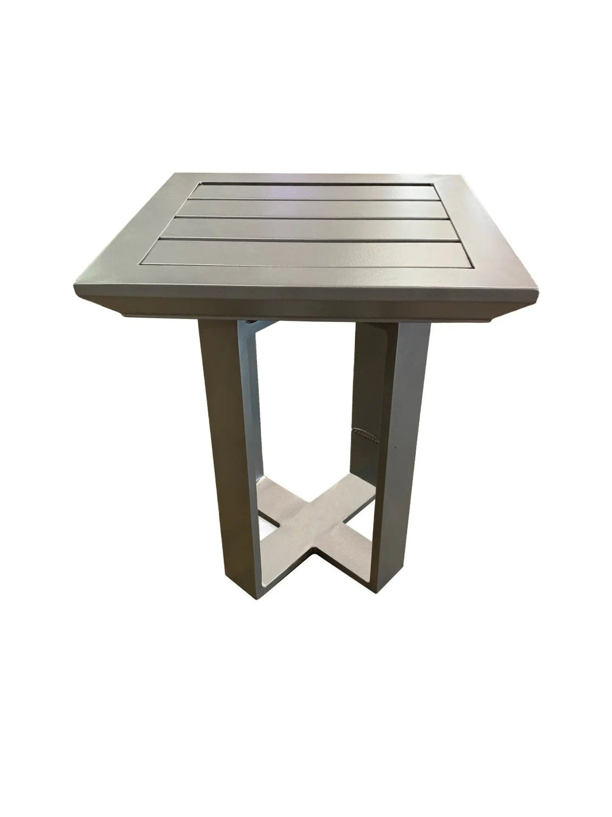 Castelle Moderna 16" Square Side Table with Slat Top in Platinum Tex Finish image 0