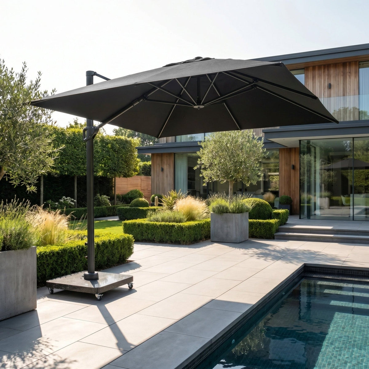 Challenger T2 Premium 3.5m x 2.6m Rectangular Cantilever Parasol in Black with 90kg Granite Base image 0