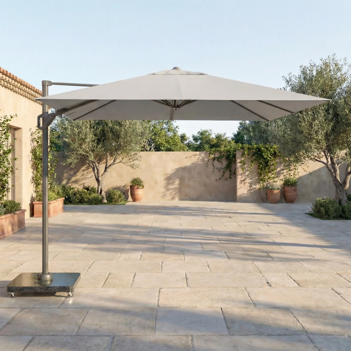 Voyager T1 3m x 2m Rectangular Cantilever Parasol in Grey with 90kg Granite Base image 0