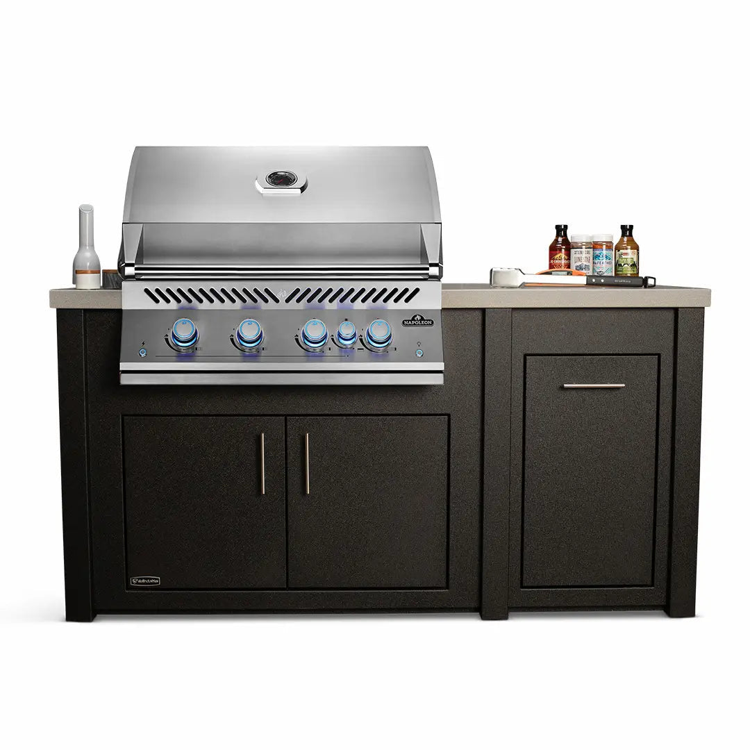 All Things BBQ Custom 71" Graphite Outdoor Kitchen Island with Granite Top and Stainless BBQ Grill image 0