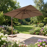 Nexus T2 Premium 3m Square Cantilever Parasol in Deep Taupe with Venezia 90kg Granite Base image 1