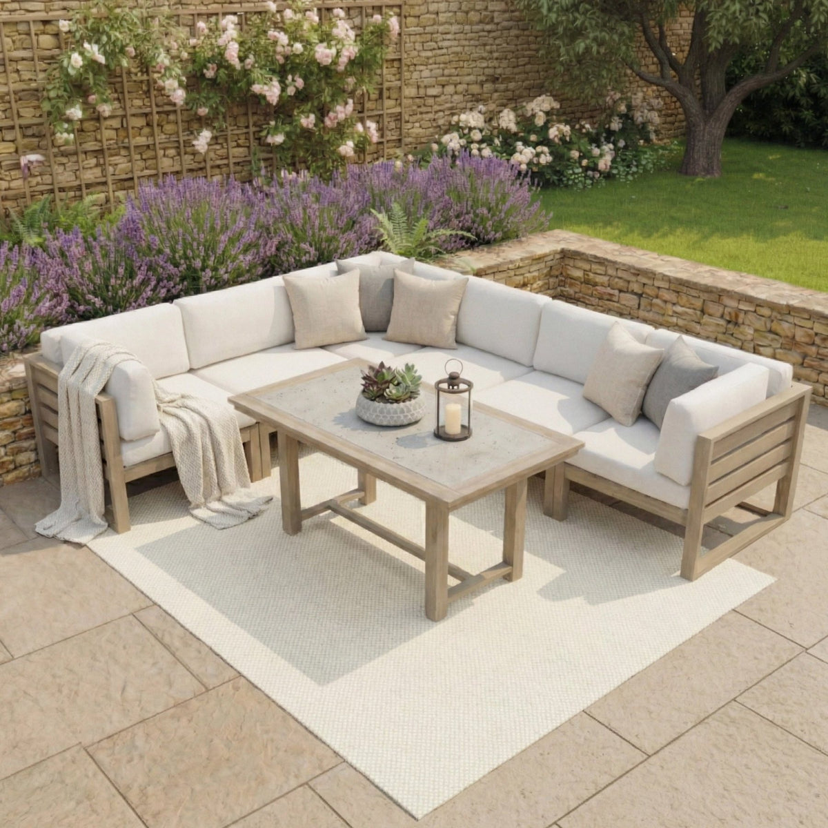 Andora Large Corner Sofa Set with 2 in 1 Table in Weathered Brown image 0