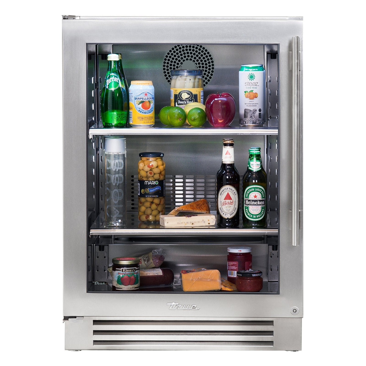 True 24-Inch Undercounter Refrigerator with Stainless Steel Glass Door and 2 Glass Shelves (Left Hinge) - TUR-24-L-SG-C image 0