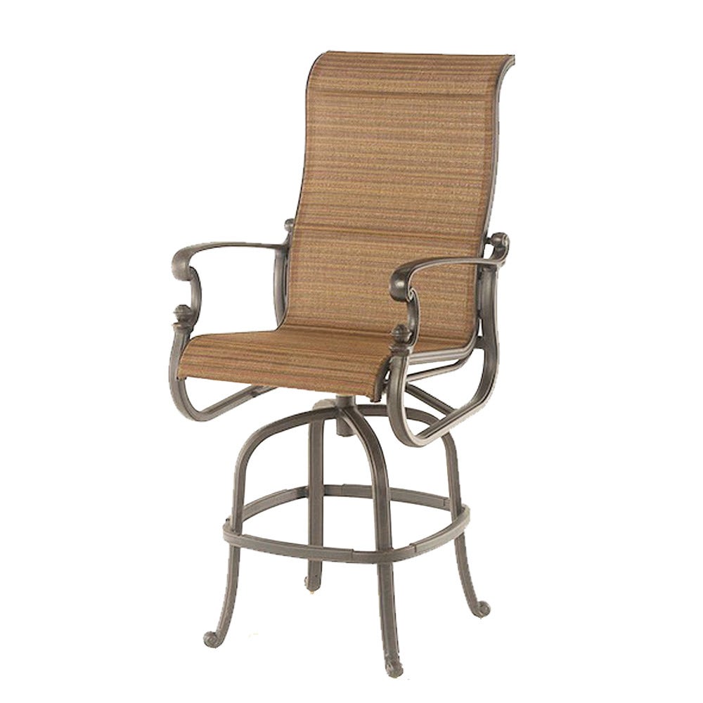 Hanamint St. Augustine Sling Swivel Bar Stool with Augustine Pecan Fabric - Set of 2 image 0