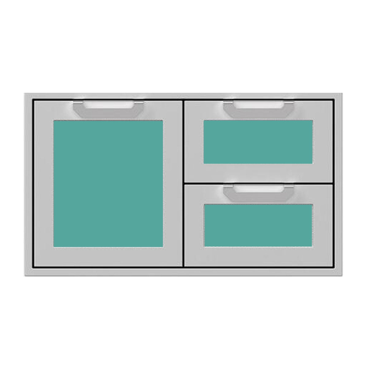 Hestan 36-Inch Double Drawer and Storage Door Combination w/ Recessed Marquise Accent Panel in Turquoise - AGSDR36-TQ image 0