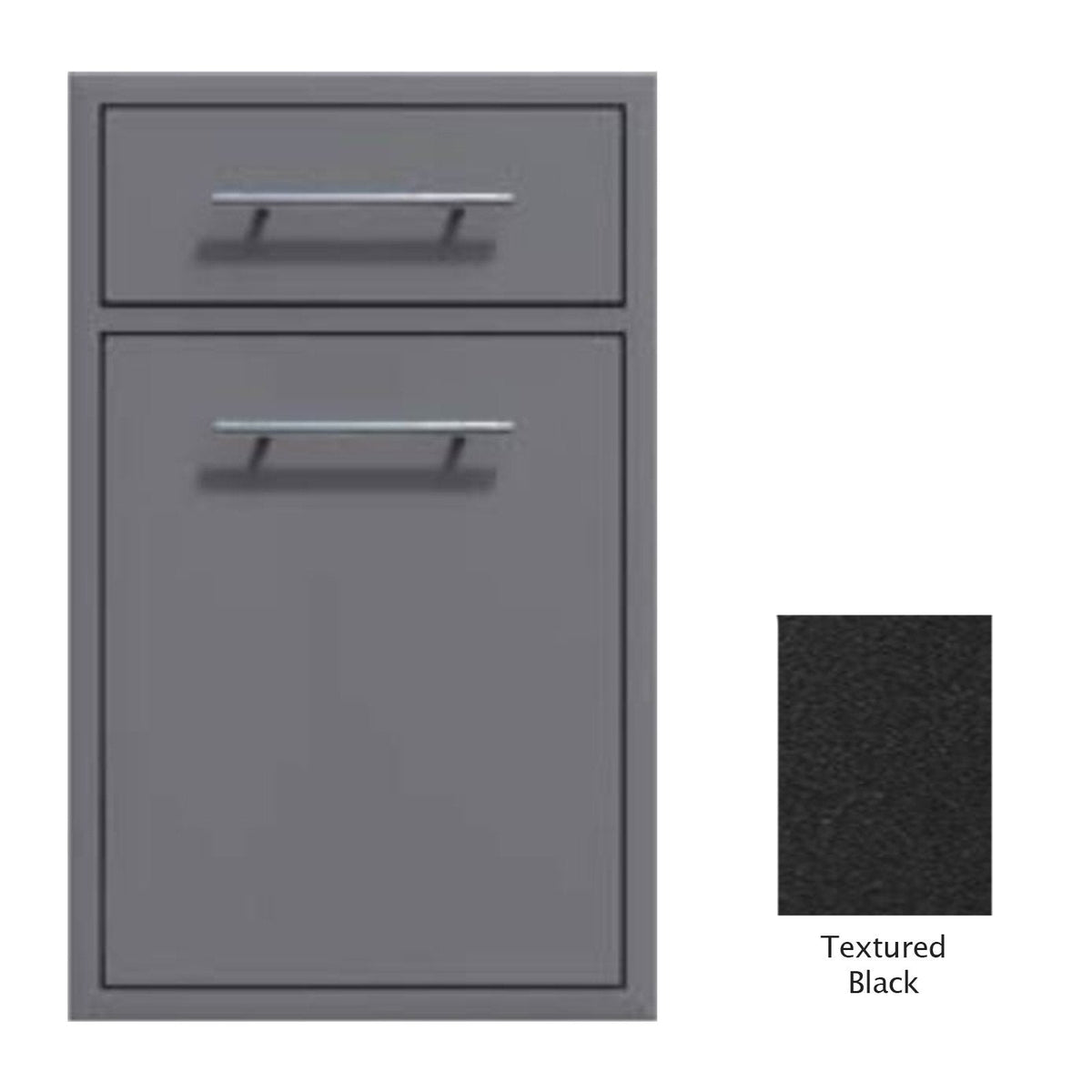 Canyon Series 18"w by 29"h Trash Pullout w/ Single Storage Drawer Enclosure In Textured Black - CAN017-F04-TexturedBlack image 0