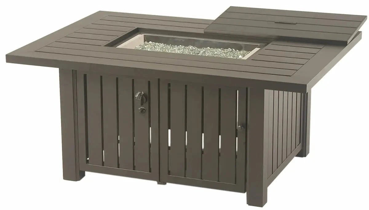 Hanamint Sherwood 39" x 56" Rectangular Enclosed Gas Fire Pit Coffee Table image 0