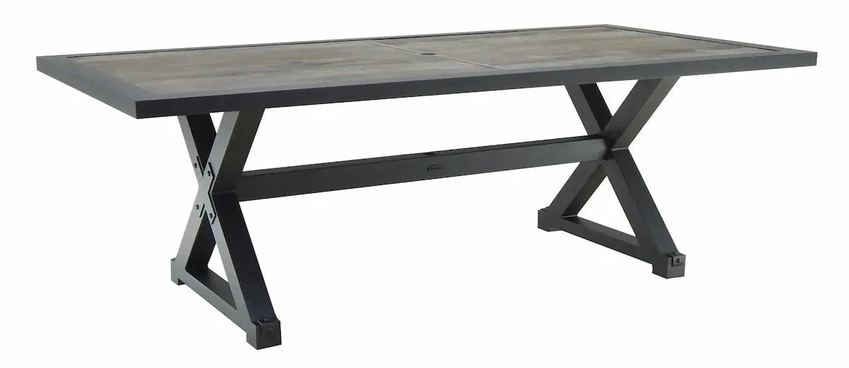 Castelle Oxford Rectangular Dining Table with Polaris Aluminum Slate Top and Antique Dark Rum Frame image 0