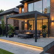 PergoSTET Pro Frame Only 3m x 4m Rectangular Pergola with LED Lighting in Grey image 0