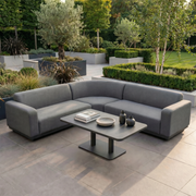 Luna Outdoor Fabric Curved Corner Sofa Set with Altura Rising Table in Grey image 0