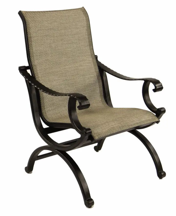 Castelle Telluride Sling Dining Chair with Antique Dark Rum Frame and Augustine Oyster Sling image 0