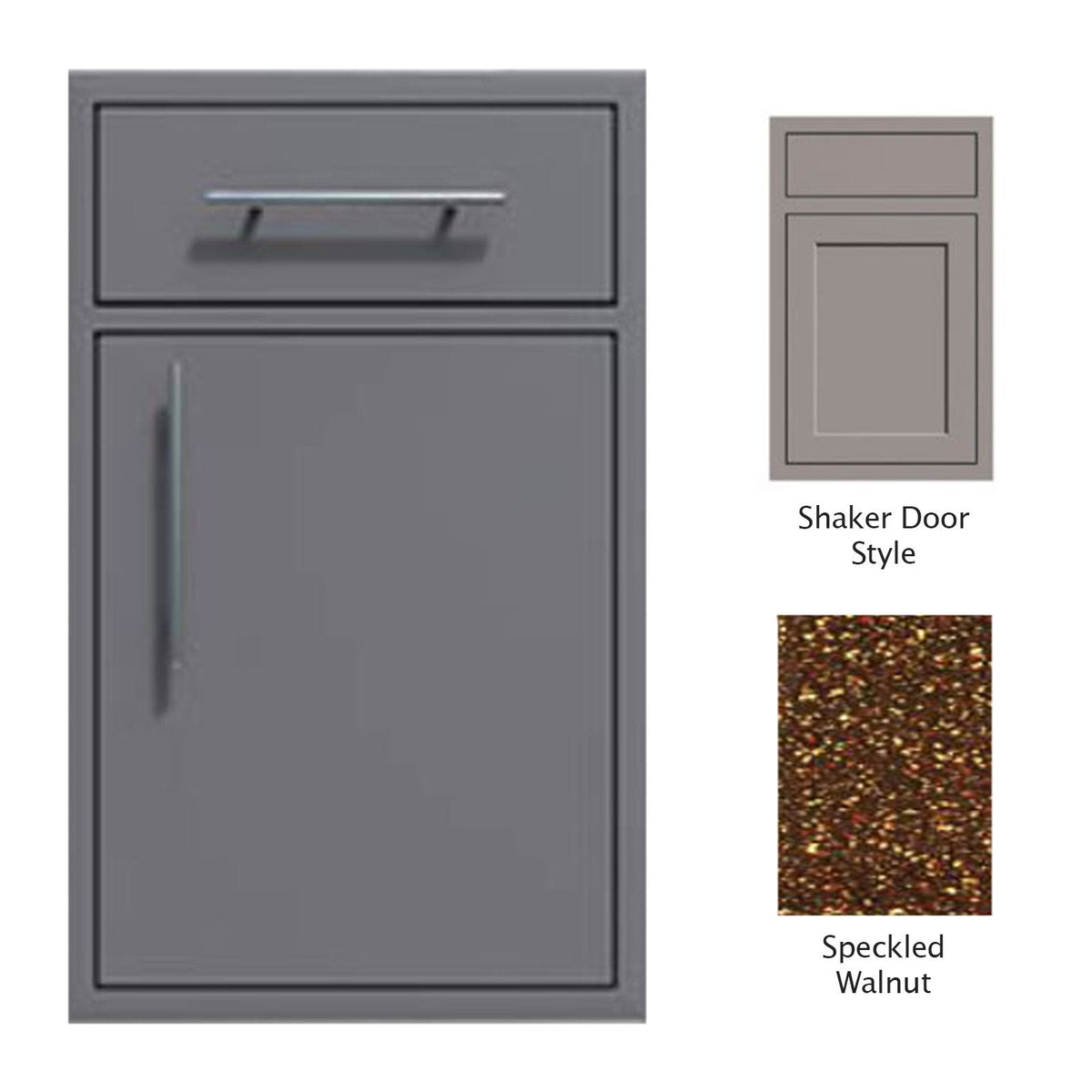 Canyon Series Shaker Style 18"w by 29"h Single Door, Drawer Enclosure w/ Adj. Shelf (Right Hinge) In Speckled Walnut - CAN002-F01-Shaker-RghtHng-SpeckWalnut image 0
