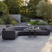 Luna Outdoor Fabric Large Curved Corner Sofa Set with Altura Rising Table in Grey image 0