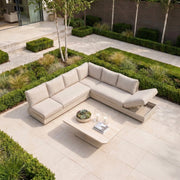 Savona Luxury Outdoor Large Corner Sofa Set with Altura Rising Table in Oatmeal image 0