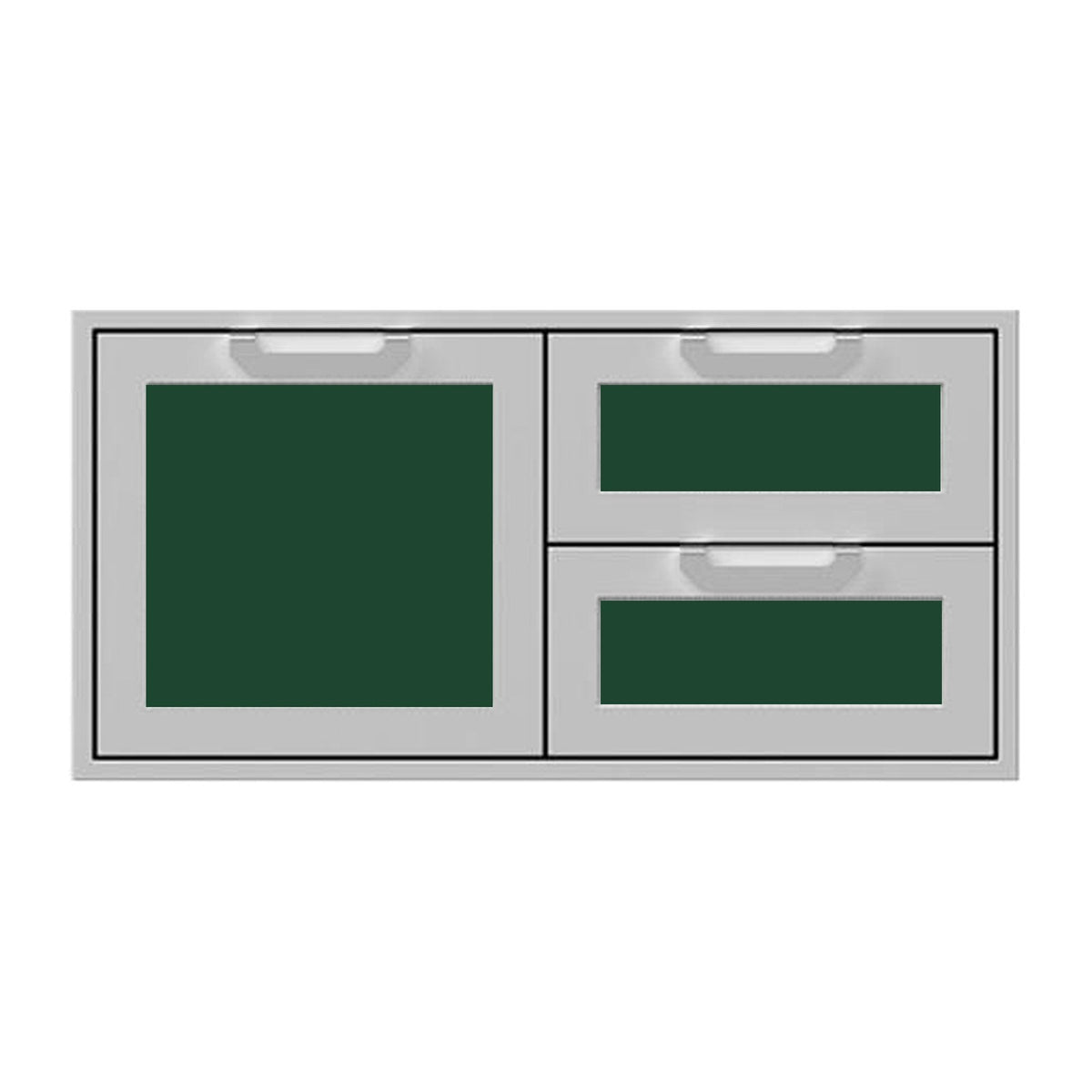Hestan 42-Inch Double Drawer and Storage Door Combination w/ Recessed Marquise Accent Panel in Green - AGSDR42-GR image 0