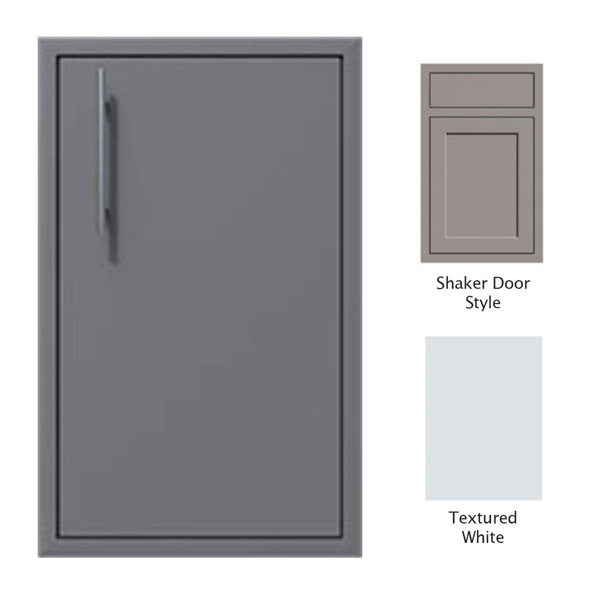 Canyon Series Shaker Style 18"w by 29"h Single Door Enclosure w/ Adj. Shelf (Right Hinge) In Textured White - CAN001-F01-Shaker-RghtHng-TexturedWhite image 0