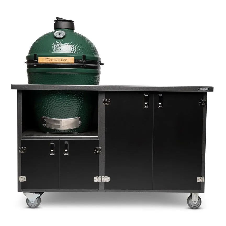 Wellspring Alpha Series Grill Cabinet for Big Green Egg Large, Silver Vein Frame, Black Doors and Black Hardware image 0