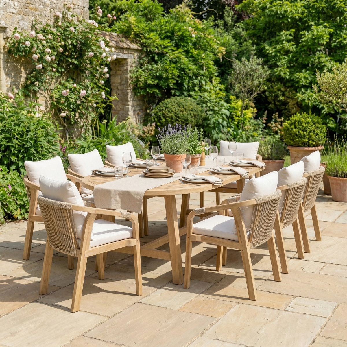Quay 8 Seat Oval Dining Set in Linen image 0