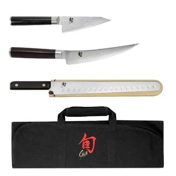 Shun Classic Four Piece BBQ Knife Set with Knife Roll image 0