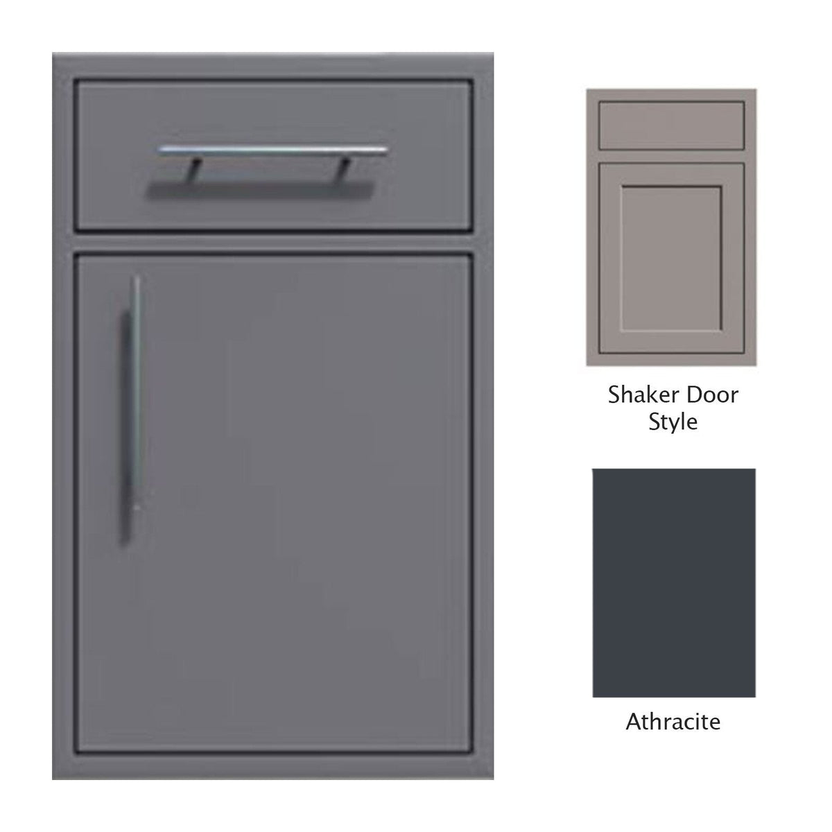 Canyon Series Shaker Style 24"w by 29"h Single Door, Drawer Enclosure w/ Adj. Shelf (Right Hinge) In Anthracite - CAN005-F01-Shaker-RghtHng-Anthracite image 0