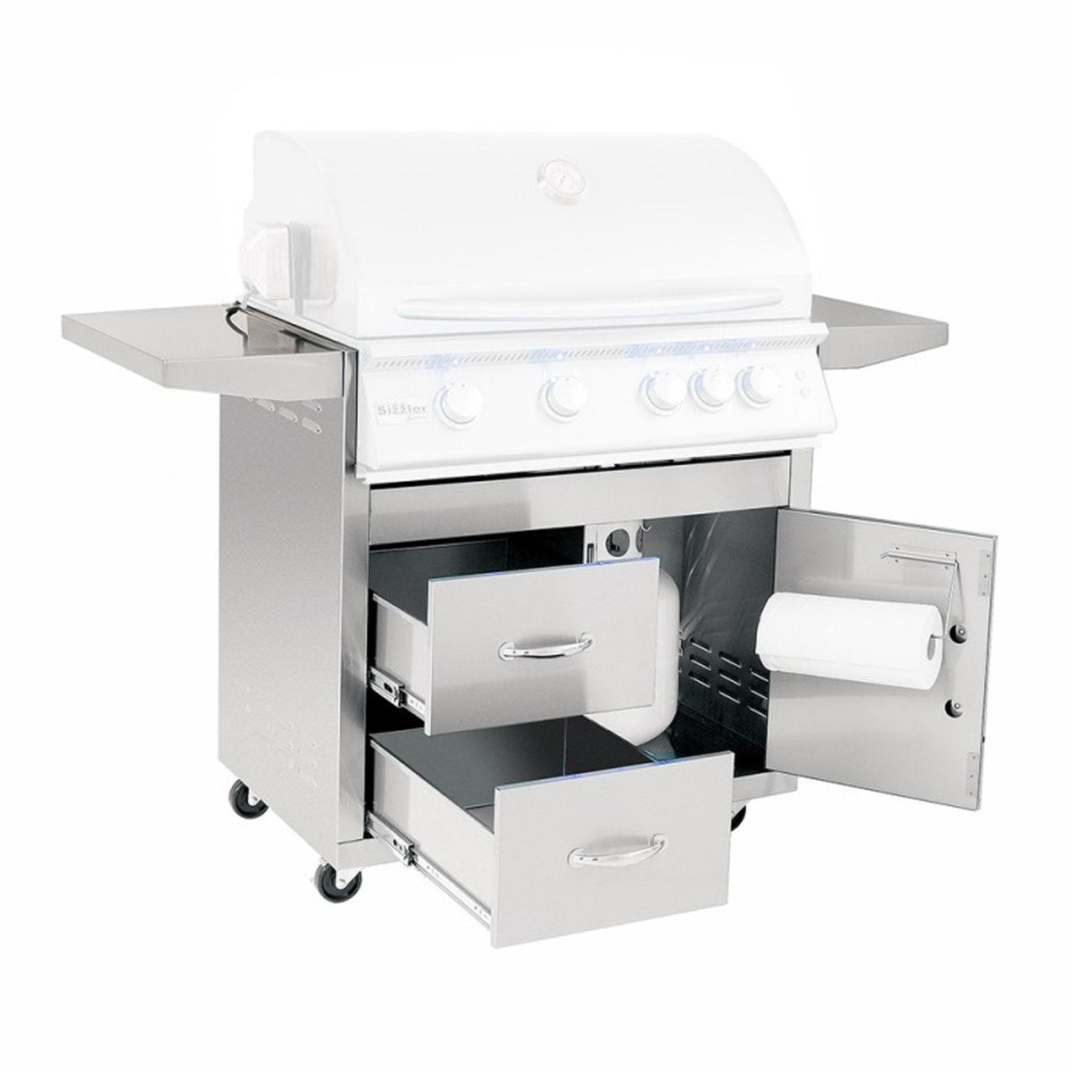 Summerset Pro Series Stainless Steel Fully Assembled Door and 2 Drawer Combo Cart For 32-Inch Sizzler and Sizzler Pro Grills (Cart Only) - CART-SIZ32-DC image 0