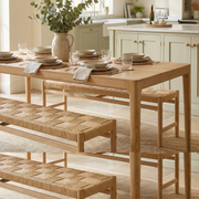Marlow 8 Seat Dining Set with Woven Benches in Light Oak image 1