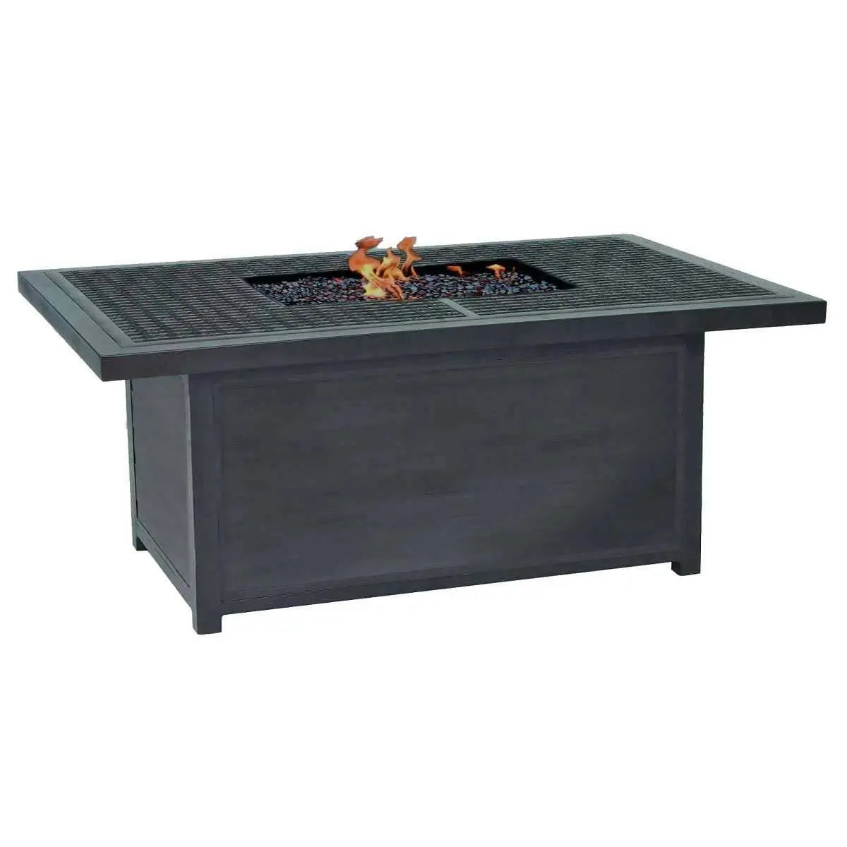 Castelle Altra Rectangle Coffee Table Fire Pit with Live Edge Mahogany Top and Weathered Wood Finish image 0