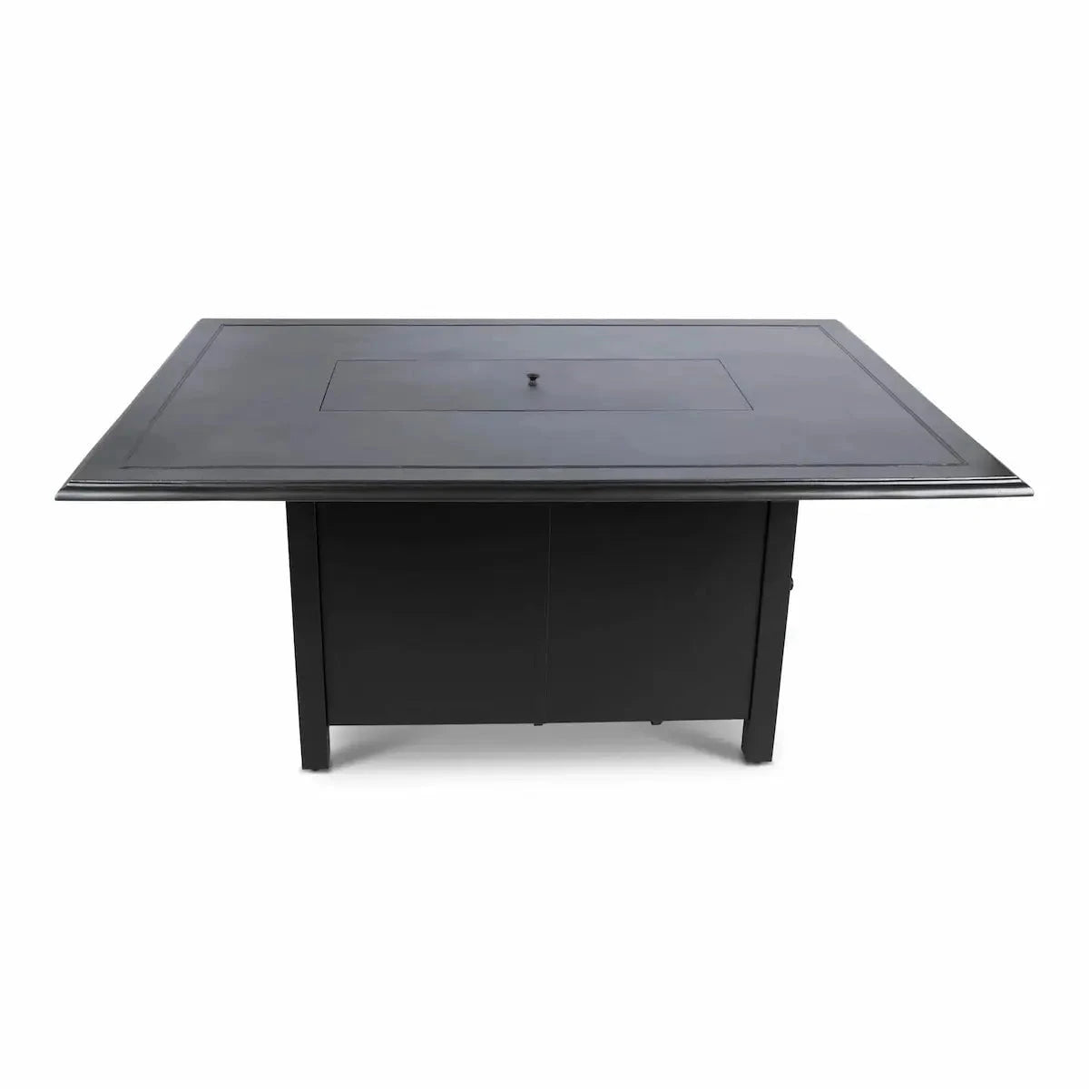 Woodard 42" x 60" Solid Cast with Beaded Edge Rectangular Chat Fire Table in Pewter and Black image 0