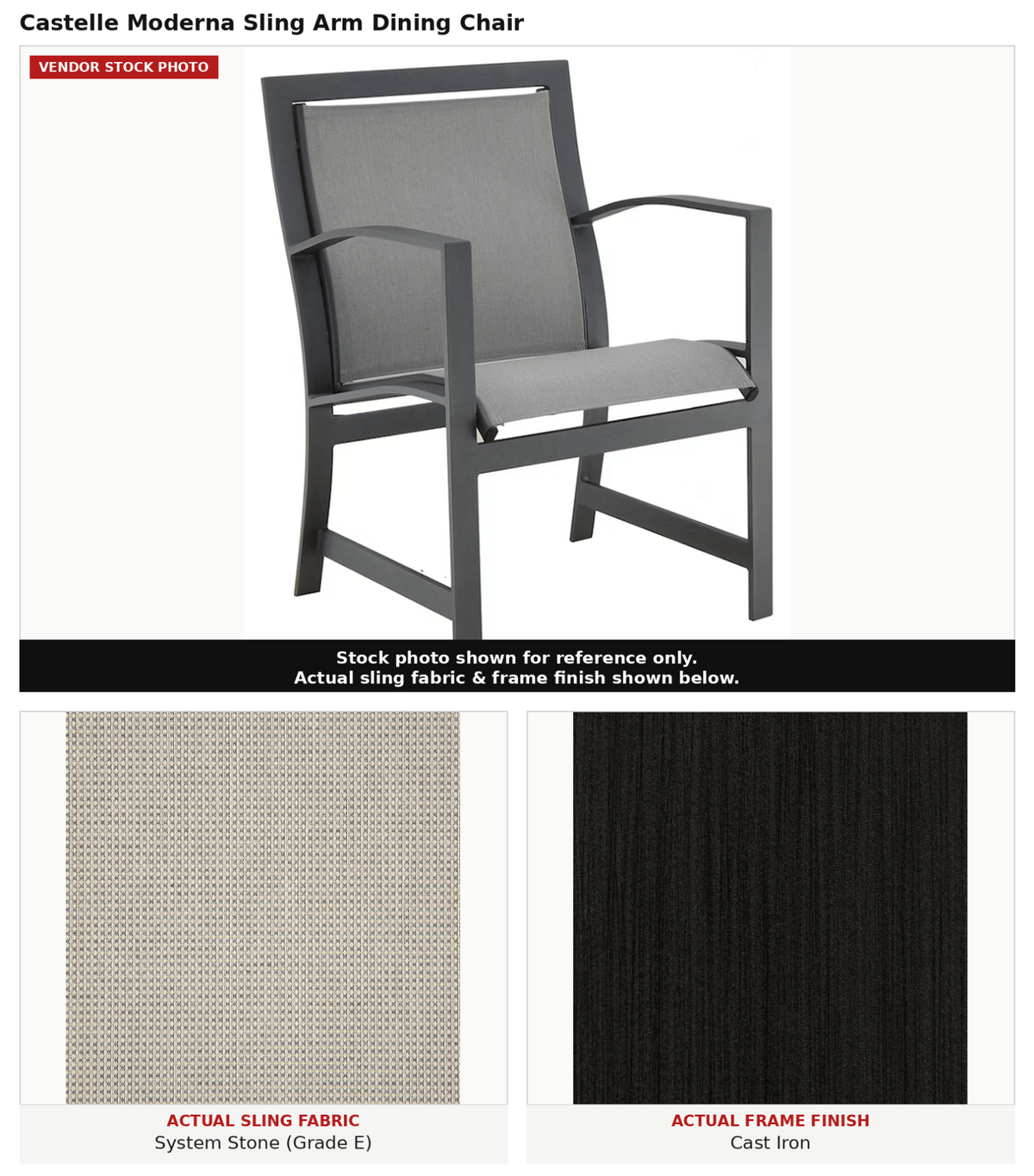 Castelle Moderna Sling Dining Arm Chair with Cast Iron Finish with System Stone Sling image 0