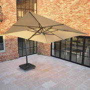 Volos 3m x 4m Aluminium Cantilever Parasol with LED Lighting and 120kg Granite Base in Wheat image 0