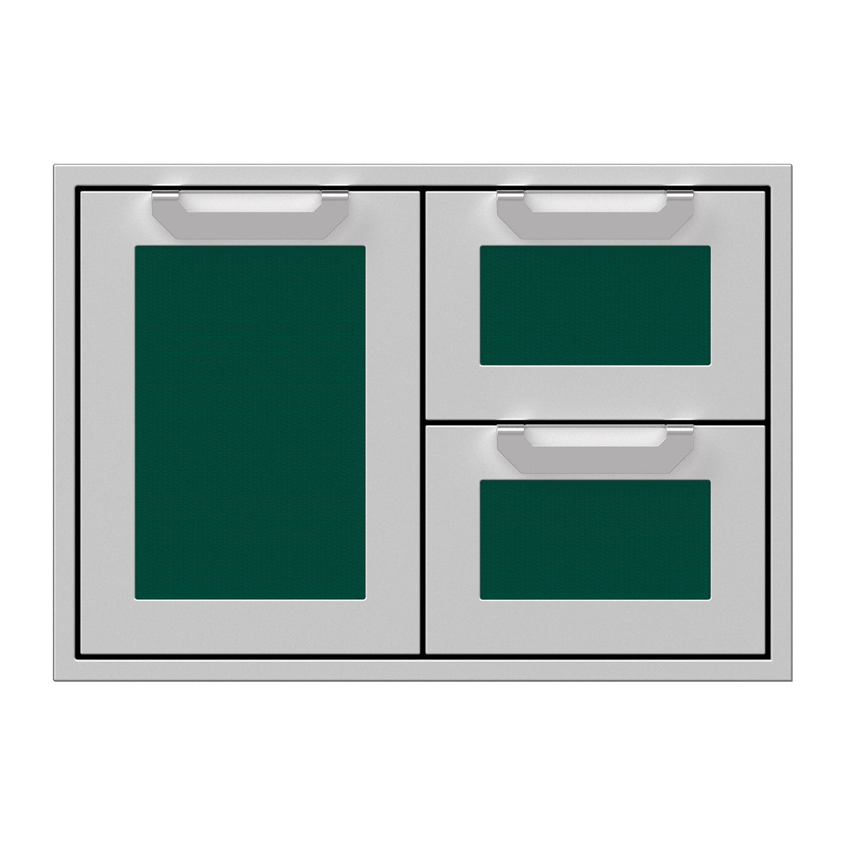 Hestan 30-Inch Double Drawer and Storage Door Combination w/ Recessed Marquise Accent Panel in Green - AGSDR30-GR image 0
