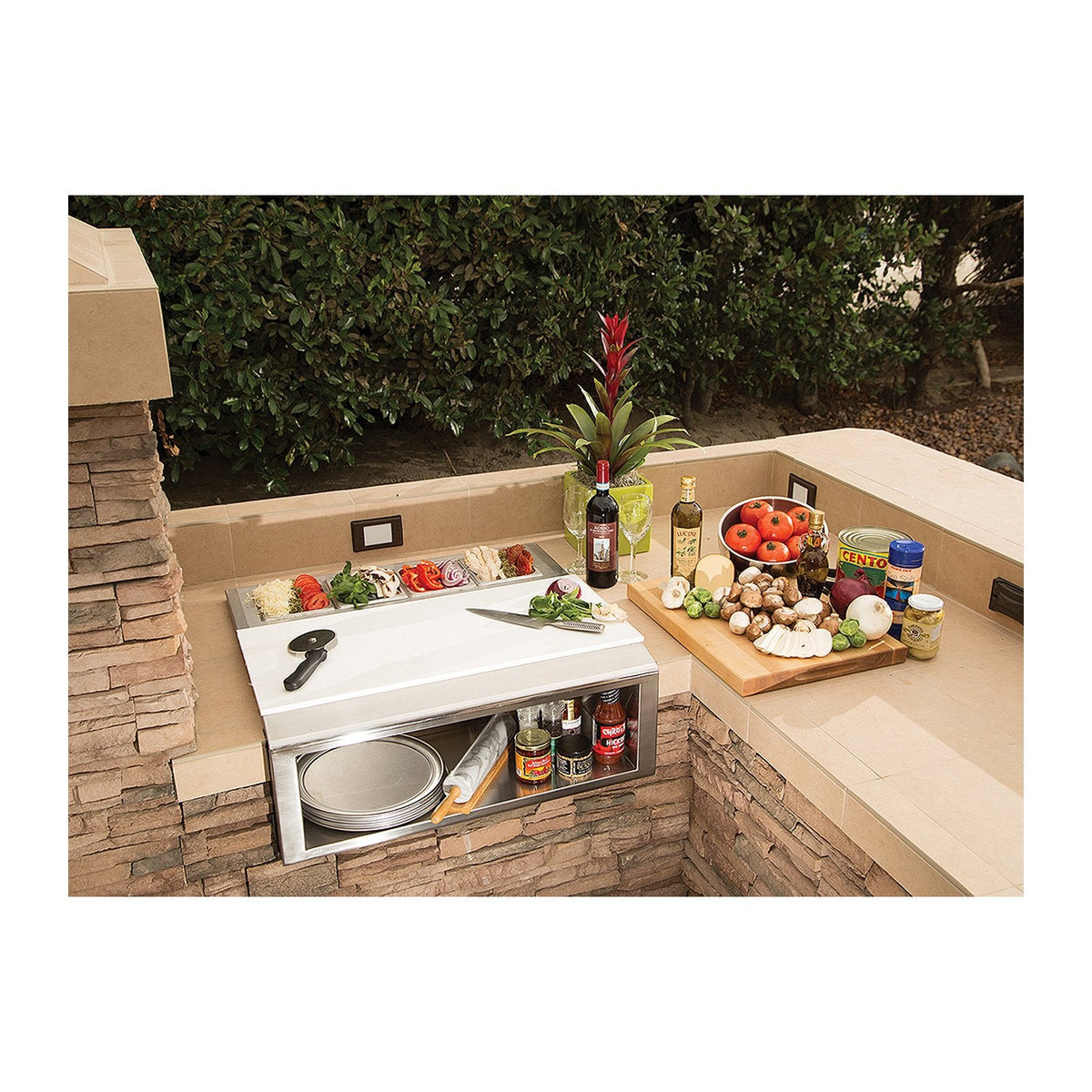 Alfresco 30-Inch Built-In Pizza Prep and Garnish Rail w/ Food Pans - APS-30PPC image 0