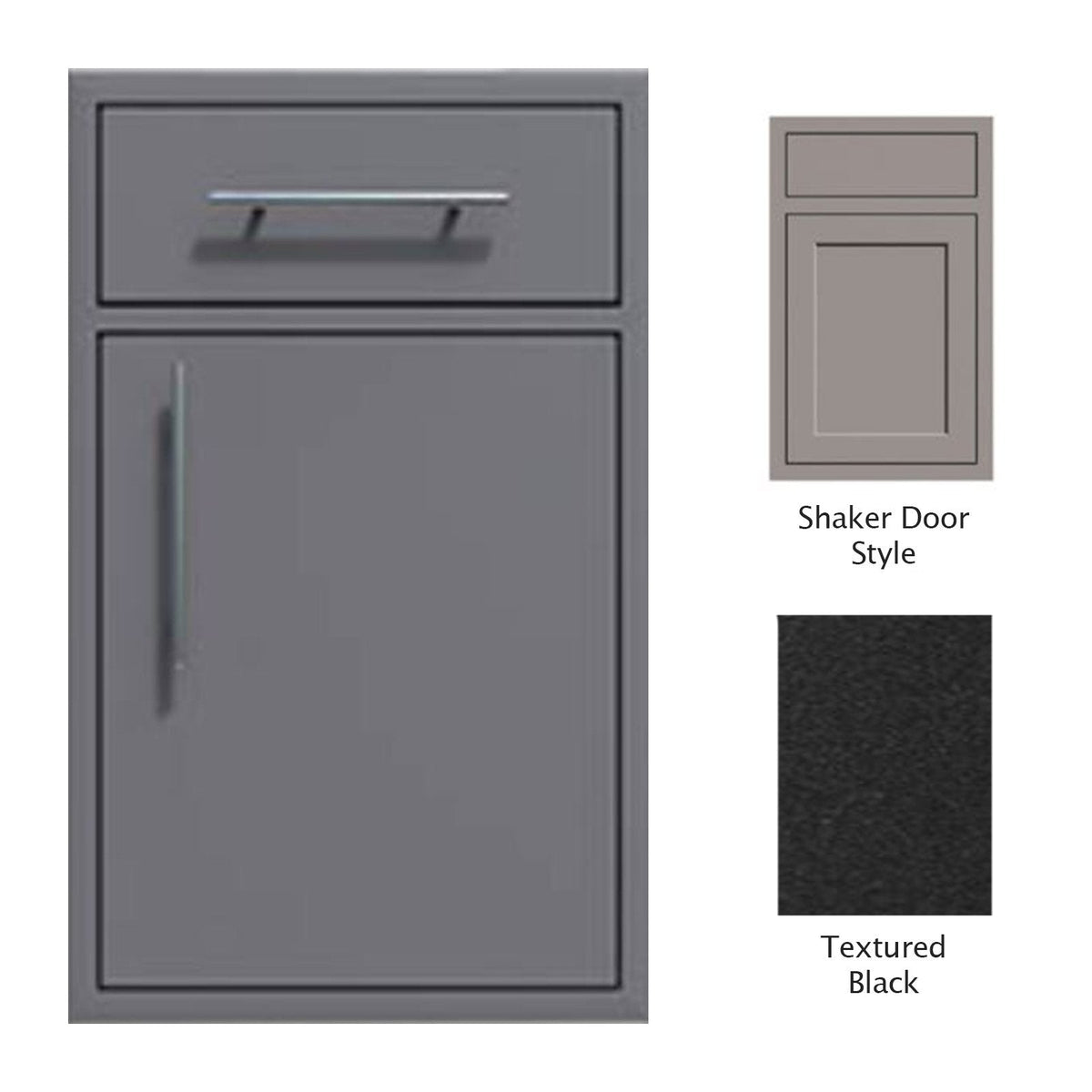 Canyon Series Shaker Style 24"w by 29"h Single Door, Drawer Enclosure w/ Adj. Shelf (Right Hinge) In Textured Black - CAN005-F01-Shaker-RghtHng-TexturedBlack image 0