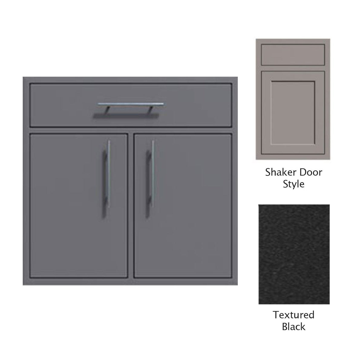 Canyon Series Shaker Style 30"w by 29"h Double Door, Drawer Enclosure w/ Adj. Shelf In Textured Black - CAN009-F01-Shaker-TexturedBlack image 0