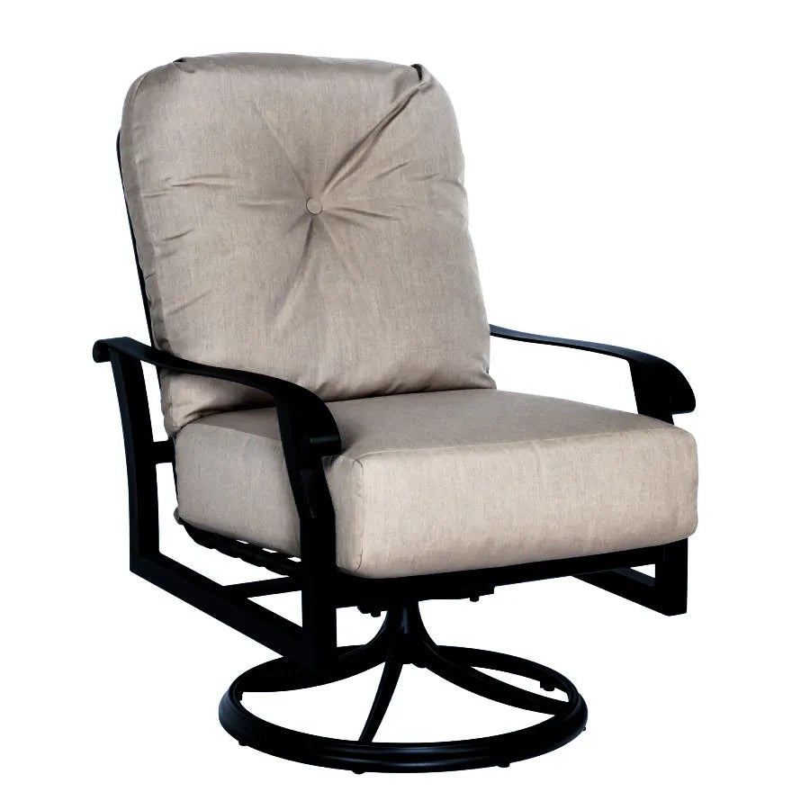 Woodard Cortland Cushion Swivel Rocker with Twilight Frame and Linen Stone Fabric image 0