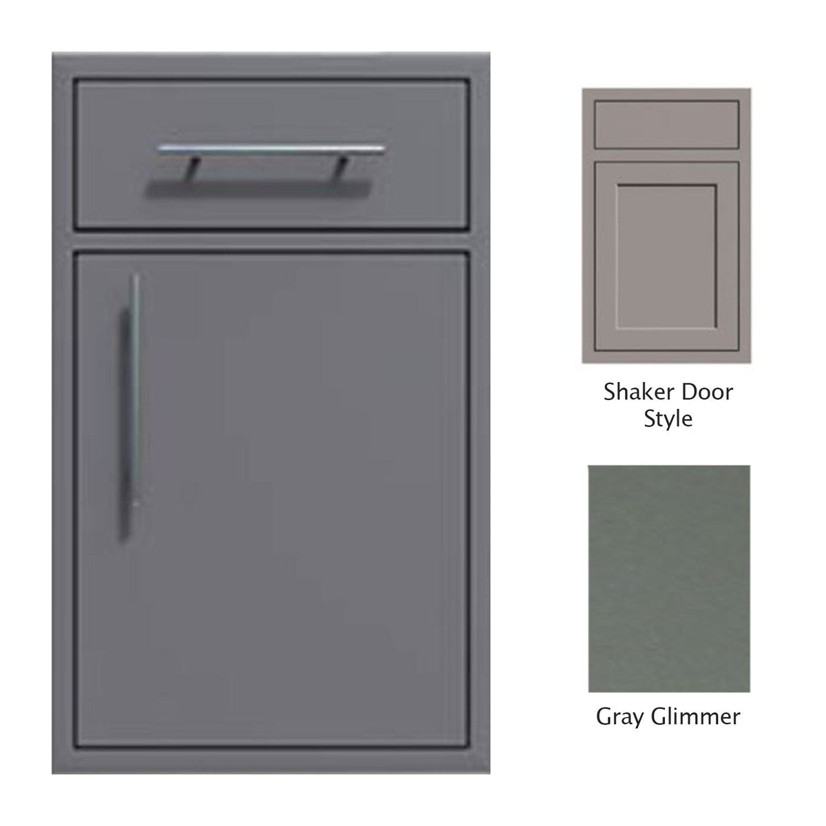 Canyon Series Shaker Style 24"w by 29"h Single Door, Drawer Enclosure w/ Adj. Shelf (Right Hinge) In Grey Glimmer - CAN005-F01-Shaker-RghtHng-TexturedGreyGlimmer image 0