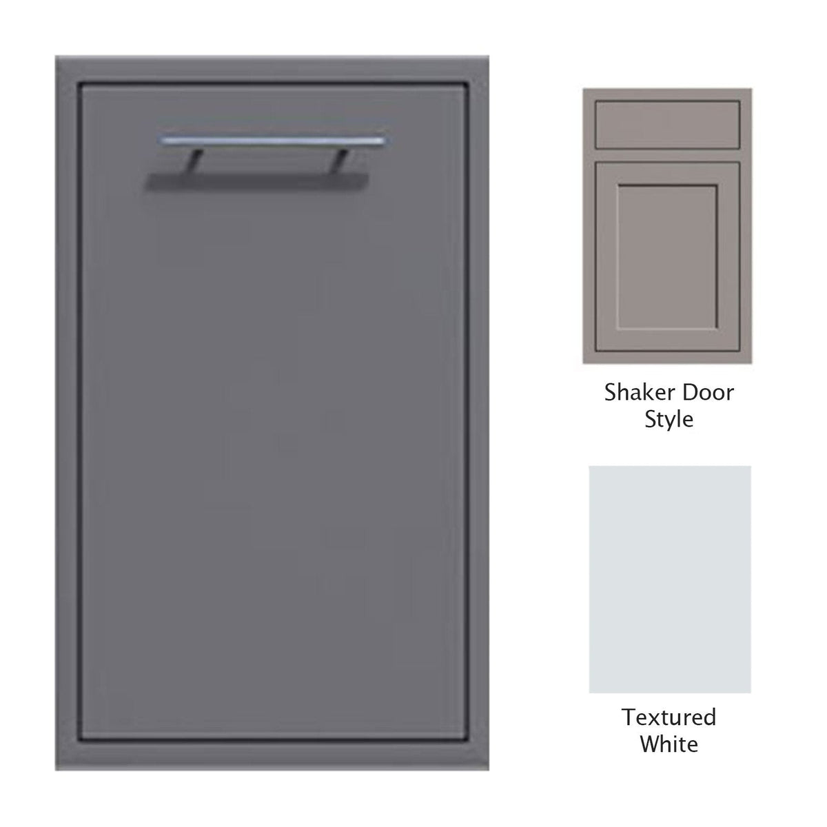 Canyon Series Shaker Style 18"w by 29"h Trash Pullout Drawer Enclosure (Bin Included) In Textured White - CAN001-F04-Shaker-TexturedWhite image 0