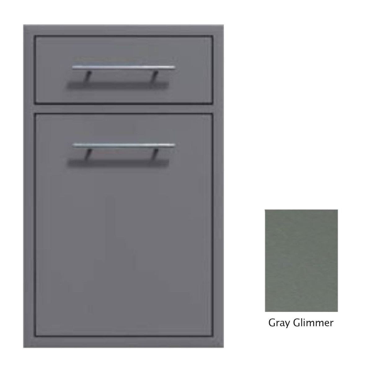 Canyon Series 18"w by 29"h Trash Pullout w/ Single Storage Drawer Enclosure In Grey Glimmer - CAN017-F04-TexturedGreyGlimmer image 0