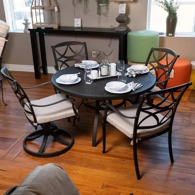 Woodard Dining Table with 4 Wiltshire Dining Chairs | FLOOR MODEL image 0
