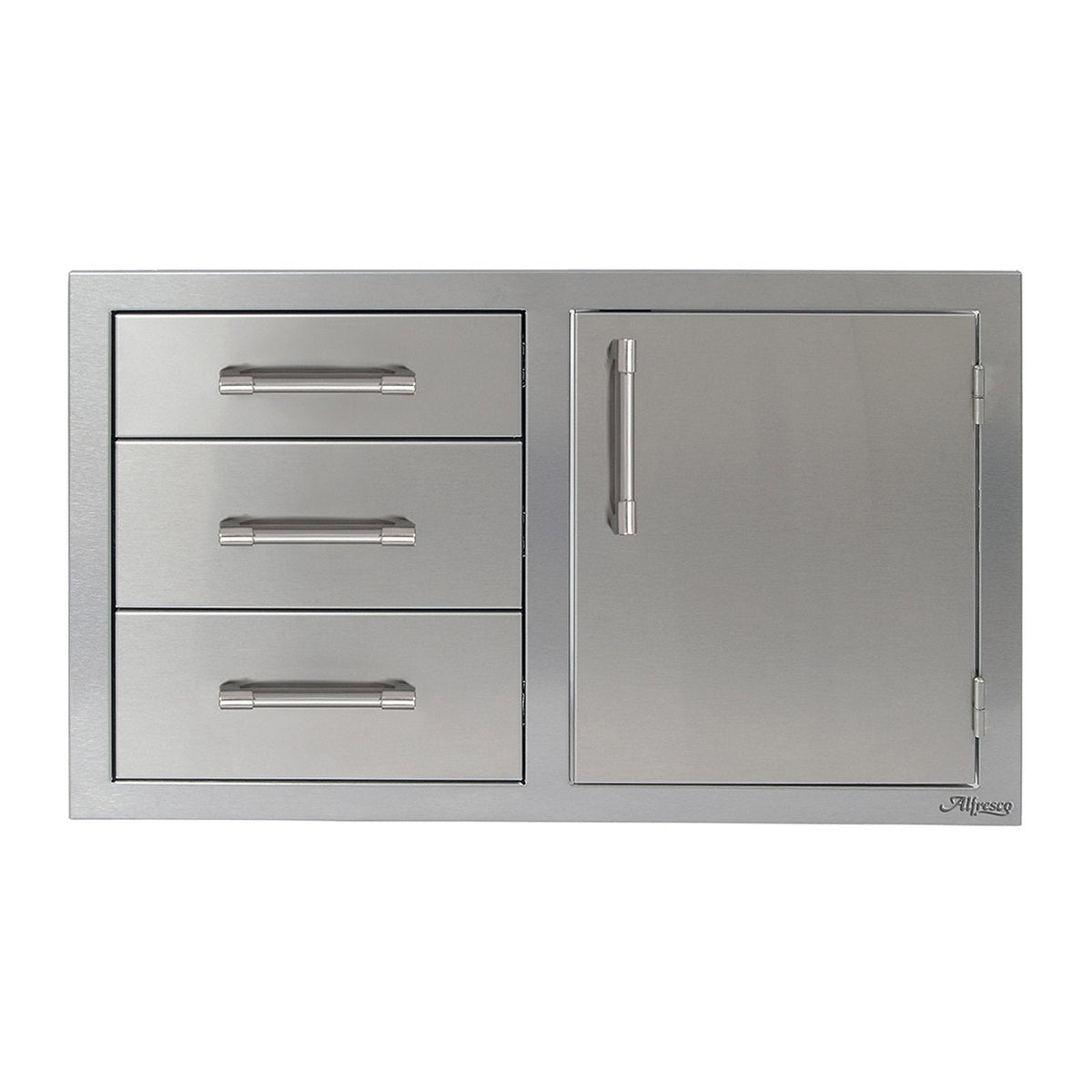 Alfresco 32-Inch Stainless Steel Three Drawer, Single Door Storage Combo (Right Hinge) - AXE-DDC-R-SC image 0