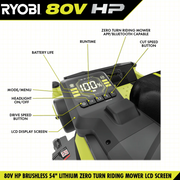 RYOBI 80V HP Brushless 54 in. Battery Electric Cordless Zero Turn Mower & Mulch Kit image 4