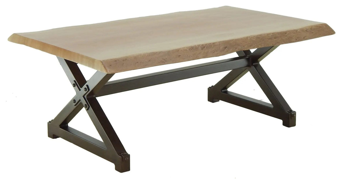 Castelle Oxford Rectangular Coffee Table with Live Edge Mahogany Top and Antique Walnut Finish on Base image 0