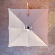 Volos 3m x 3m Square Cantilever Parasol with LED Lighting and 120kg Granite Base in Wheat and Wood Effect image 1