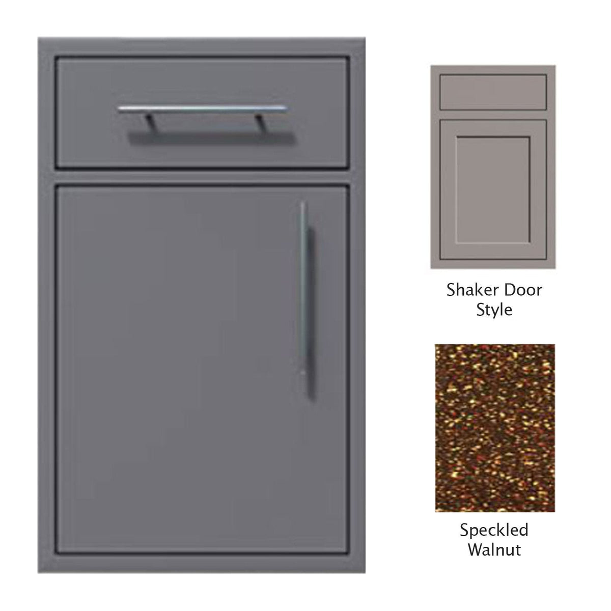 Canyon Series Shaker Style 24"w by 29"h Single Door, Drawer Enclosure w/ Adj. Shelf (Left Hinge) In Speckled Walnut - CAN005-F01-Shaker-LftHng-SpeckWalnut image 0