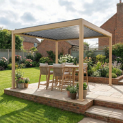 PergoSTET Lite 3m x 3m Metal Square Pergola with Wood Effect image 0