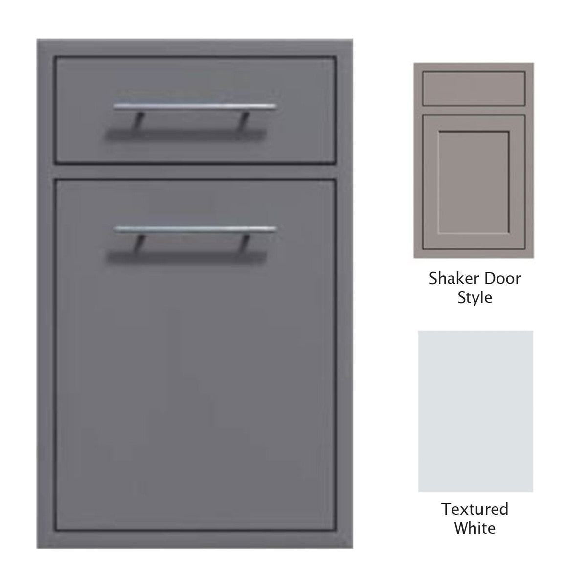 Canyon Series Shaker Style 18"w by 29"h Trash Pullout w/ Single Storage Drawer Enclosure In Textured White - CAN017-F04-Shaker-TexturedWhite image 0